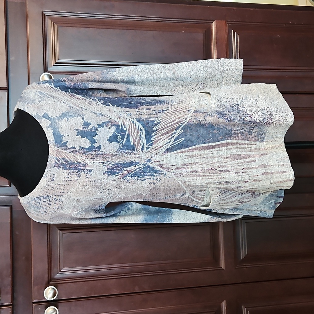 CUBISM BRUSHSTROKE Knit TOP Pockets High Low Hem Sz S
